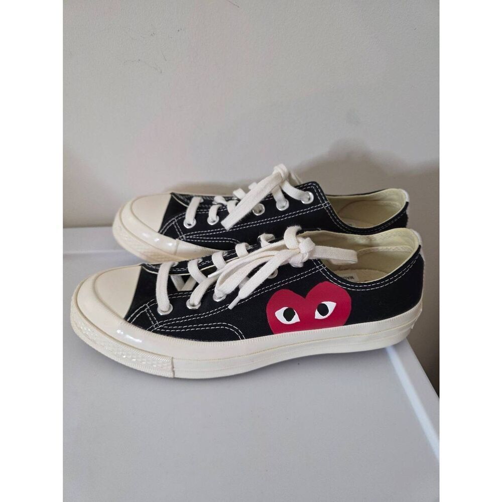 COMME des GARCONS PLAY Converse Large Emblem Low Top Canvas Sneakers in Black M7